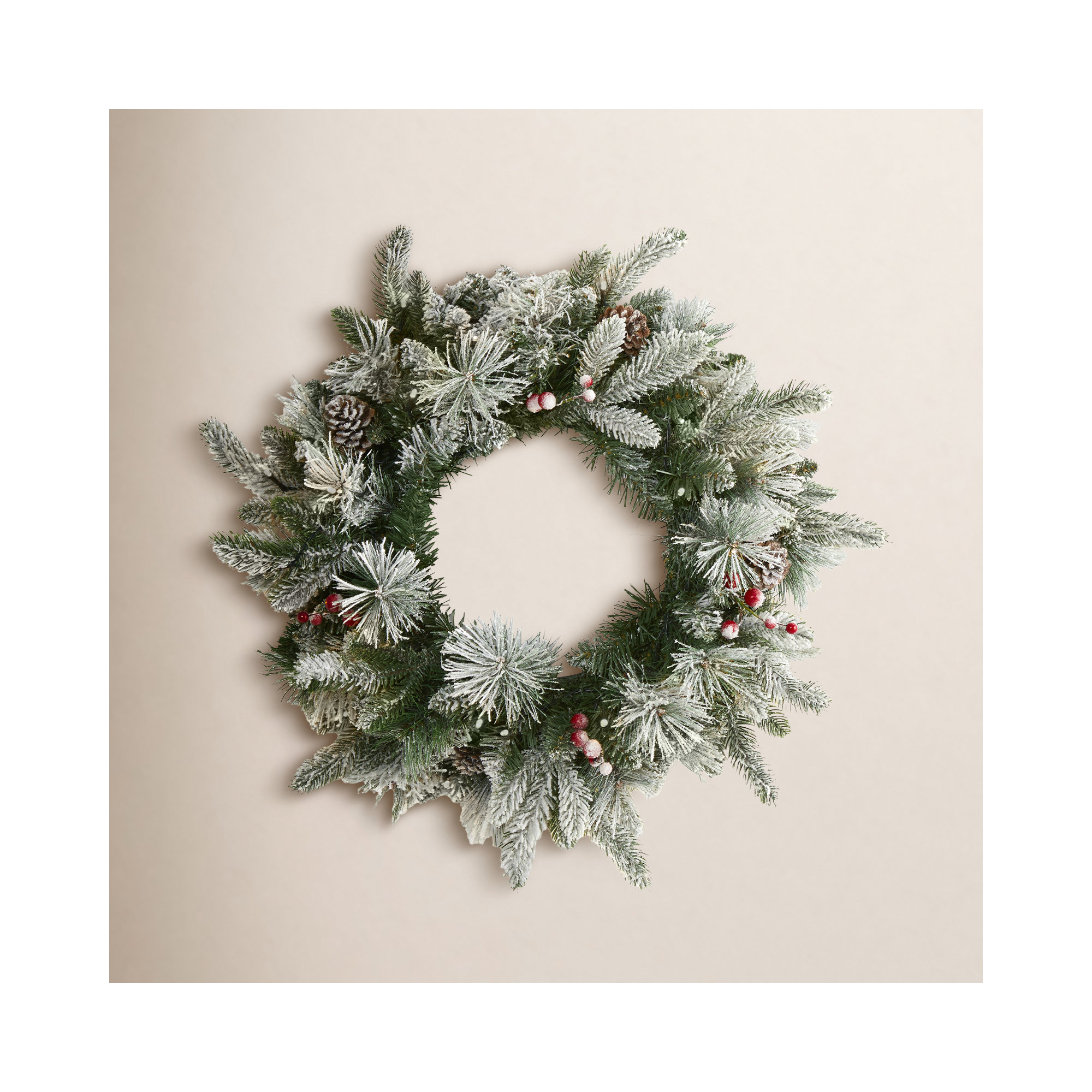 20'' Faux Pine Lighted Wreath
