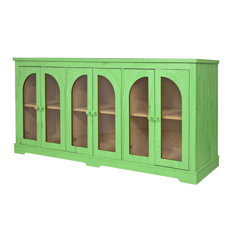 Buffet avec porte vitrée cintrée, Vert clair