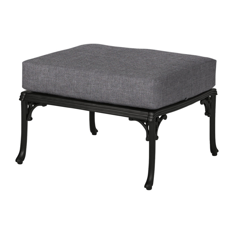 Michigan Ottoman Frame - Knock Down (KD) with Sunbrella Cushions, Cast Slate Sunbrella® Plainweave, Black