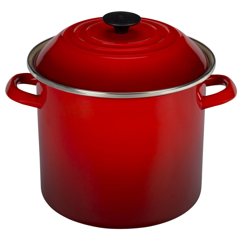 Cerise Red 16 qt Carbon Steel Stockpot with Lid