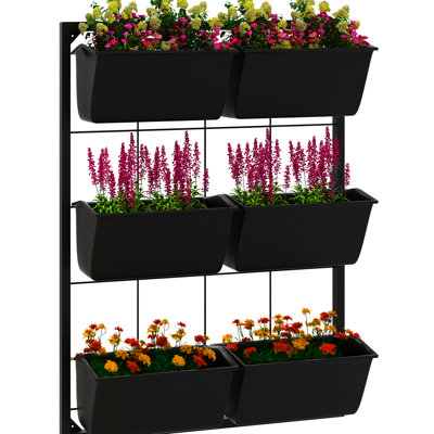 Support suspendu pour 3 plantes avec 6 pots - Jardinière murale auto-drainante pour herbes aromatiques, légumes et fleurs d'intérieur et d'extérieur.