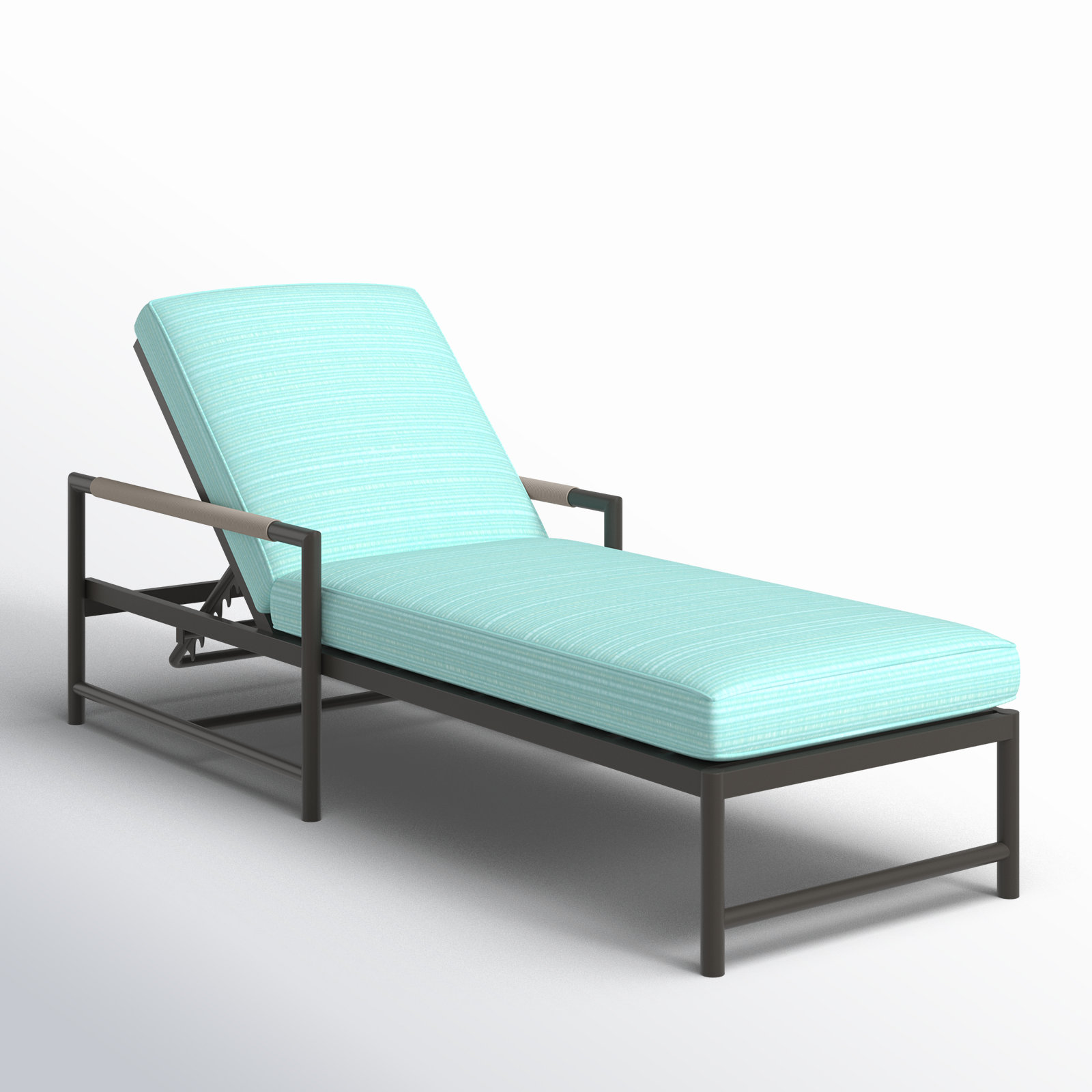 Esme 78.5'' Outdoor Powder Coated Aluminum Chaise Lounge, Dupione Celeste Sunbrella®