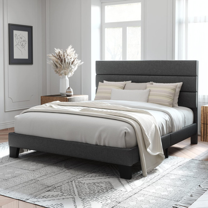 Breeauna 43.3" Steel Bed Frame, Dark Gray