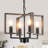 4-Light Dimmable Farmhouse Chandelier in Black and Brown Metal, Geometric Lantern Candle-Style, Ideal for Kitchen Islands, Dining & Entryways-125490531-125490530