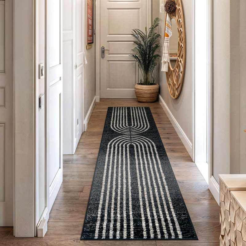 Tapis contemporain à arche contemporaine, Tapis de couloir 2 pi 2 po x 12 pi