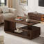 Table basse 47,24 "de style Mid-Century moderne avec tablette de rangement, table de centre rectangulaire en bois à 3 niveaux