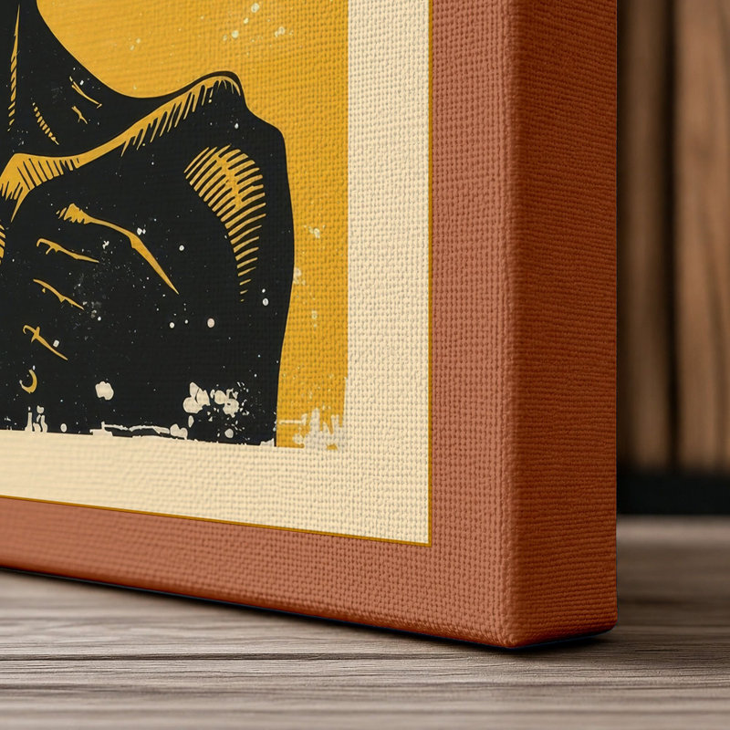 Alien Icon Retro - Wrapped Canvas, 24x16 - 61.0 x 40.6 cm, Terracotta Border