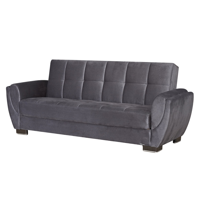Canapé-lit rembourré convertible avec rangement, Gris