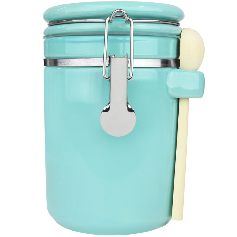 Pot de cuisine hermétique en céramique, H 7 po x l 4 po x P 4 po, Turquoise