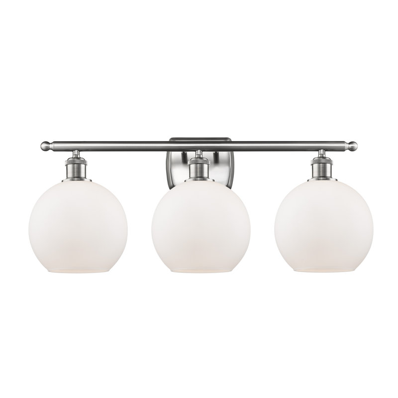 Éclairage de salle de bain à intensité variable à 3 lumières Baptista, Ampoule DEL 6 watts Vinage, Blanc mat, Laiton brossé