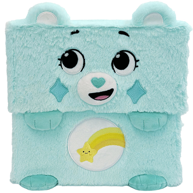 Care Bears: boîte de rangement de 12 po - ourson - bac à thème de caractère vert, contenant de rangement en tissu, couvercle supérieur ouvert, porte-jouets, livres et plus, sous licence
