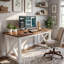 Bureau d'ordinateur en bois massif de 160 cm, table d'écriture rustique de style ferme avec structure en X, grand bureau de direction pour bureau à domicile