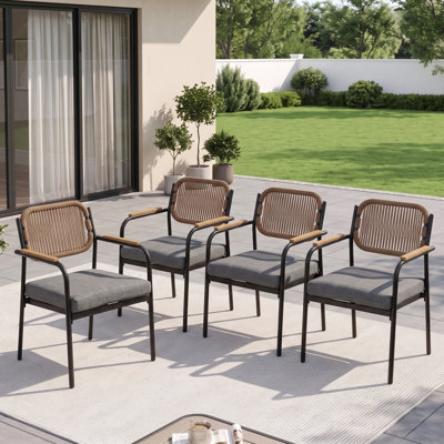 Cassulis Outdoor Dining Chairs Set Of 4, Patio Dining Chairs With Removable Cushions