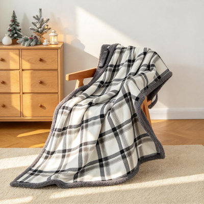 Poncho-châle chauffant portatif, 114 x 152 cm, flanelle Sherpa 200 g/m², fermeture à boutons, 10 niveaux de chaleur, minuterie de 1 à 9 heures, lavable à la machine, certifié ETL et FCC