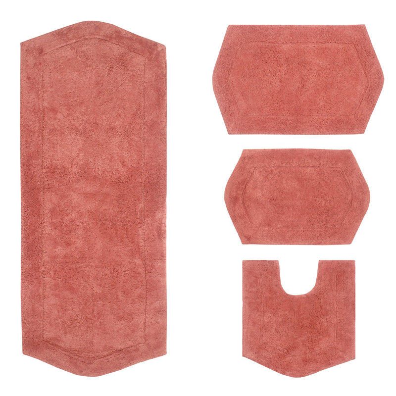Morissette 4 Piece Bath Rug Set, Coral