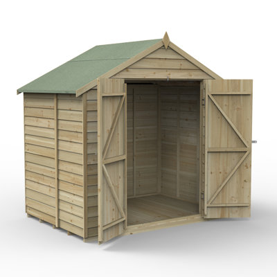 Overlap Pressure Treated 7 x 5 Apex Shed - No Window, Double Door