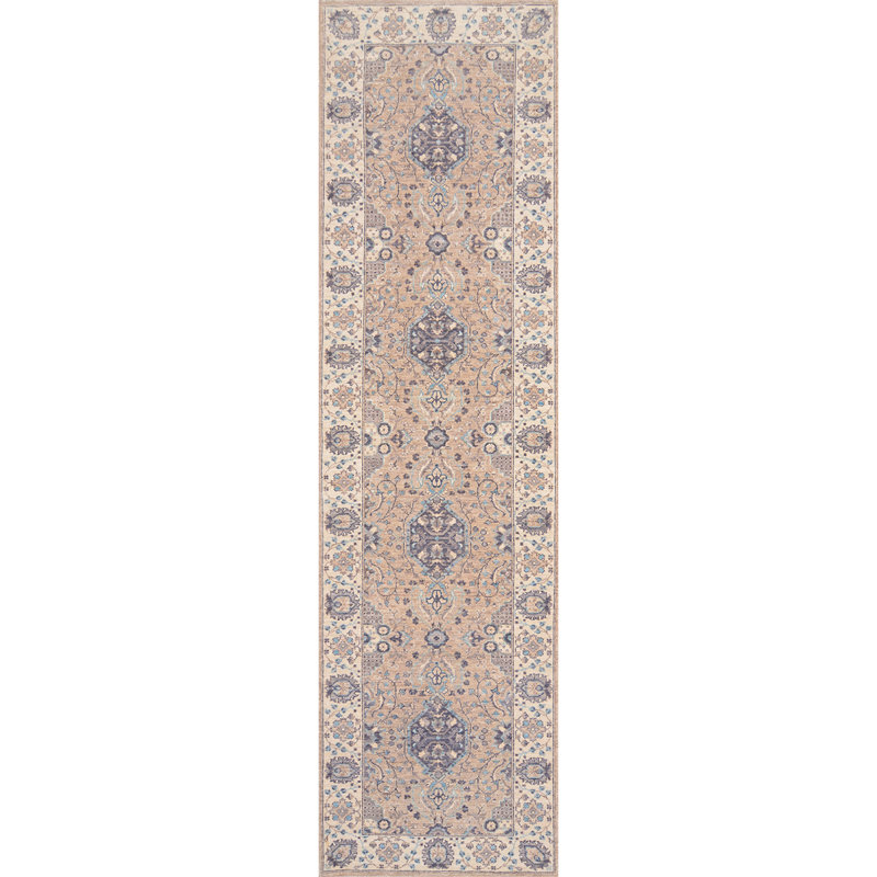 Tapis de couloir beige / violet de haute qualité noué à la main Ziegler 3000