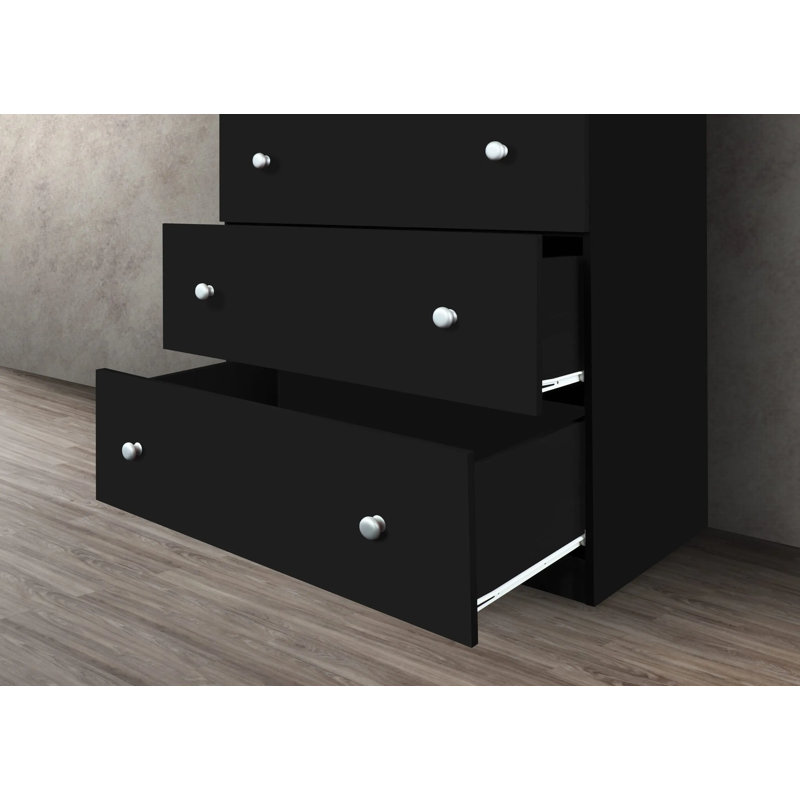 Commode 5 tiroirs Conroy, Noir