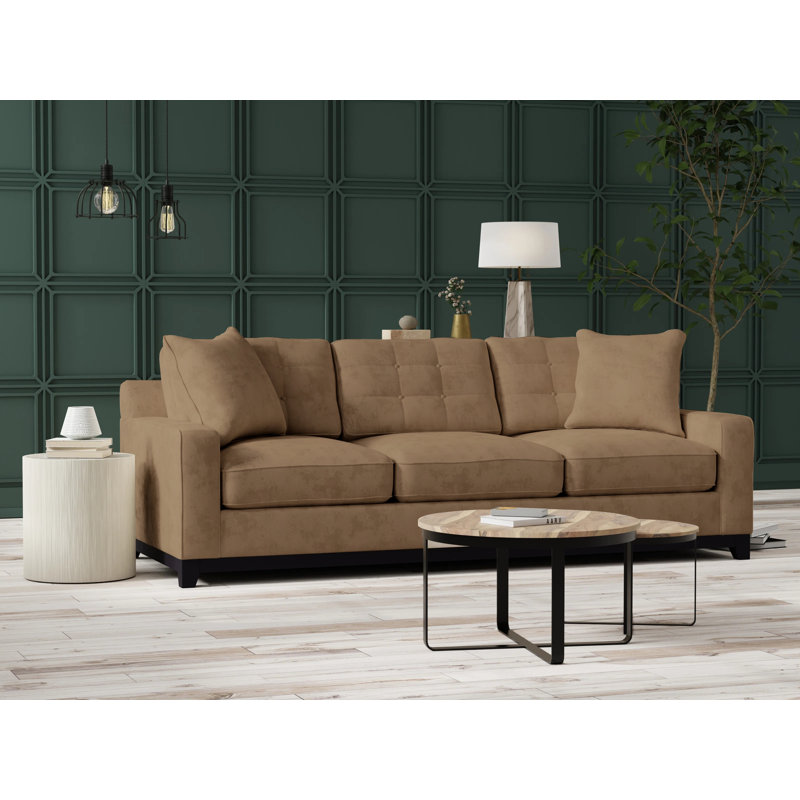 Carollton Upholstered 93'' Sofa, Bella Buckwheat Performance Velvet