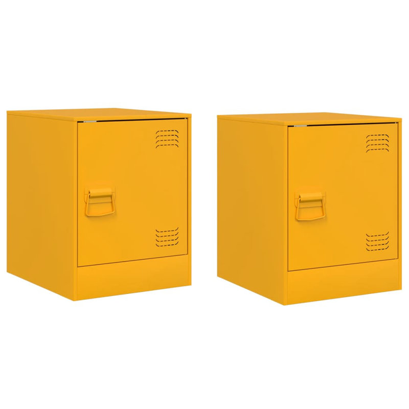 66 34.5cm W Steel Bedside Table, Set of 2, Mustard Yellow