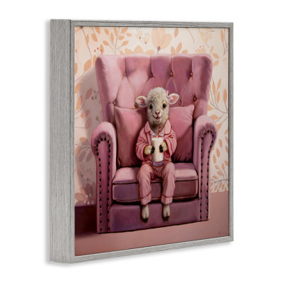 Baby Cow in Pink Chair Giclee Art by Lucia Heffernan