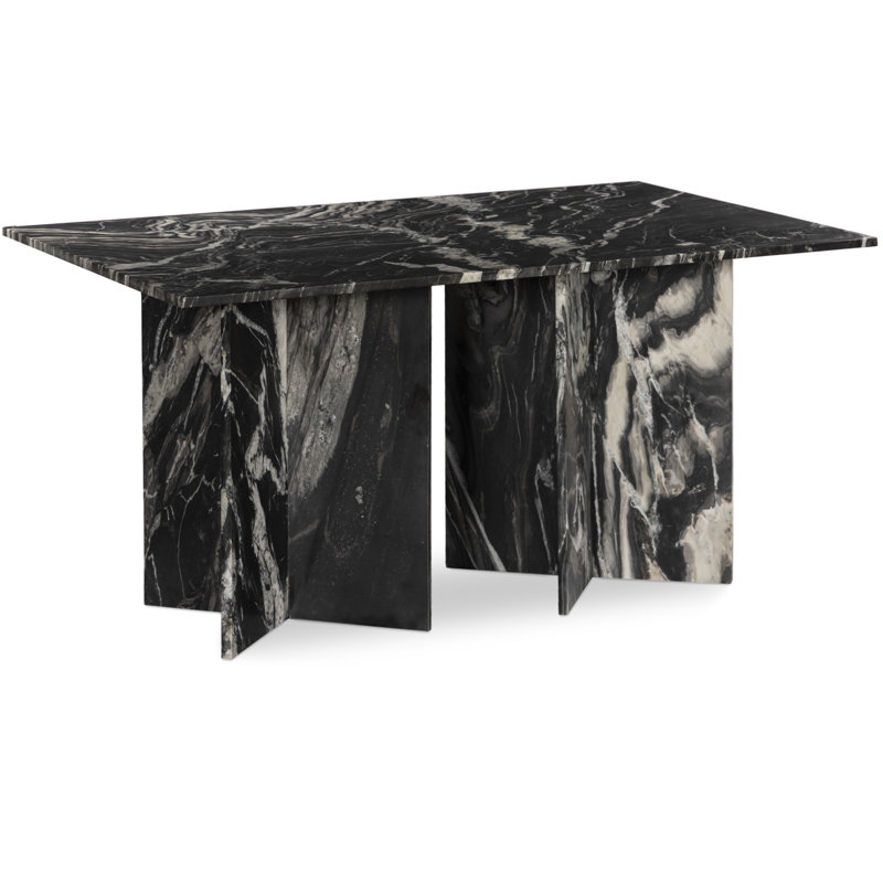 Verona Genuine Marble Dining Table, Black, 78"  L x 39" W