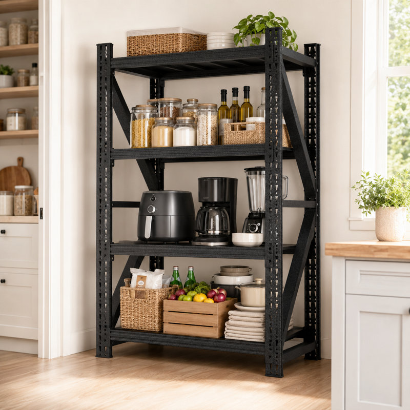 Étagère de garage en métal 69 po H 69 po, tablettes de rangement en acier industrielles réglables d'une capacité de 4 000 lb, support de rangement roulant en métal pour garage, atelier et entrepôt