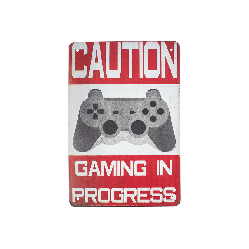 Funny Caution Gaming Progress Tin Wall Sign Keep Out Dorm Bedroom Man Cave Decor Funny Caution Gaming Progress Tin Wall Sign Keep Out Dorm Bedroom Man Cave Decor