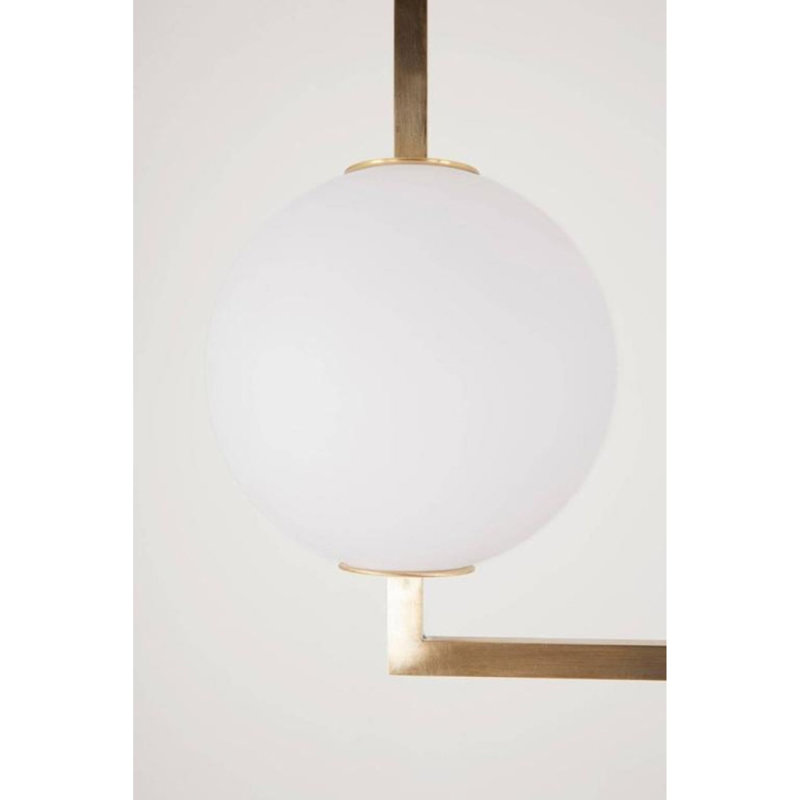 Luminaire suspendu en laiton Alan Mizrahi Art Deco Miro, Fumée, 36” Width x 6” Depth x 12” Height, Laiton antique