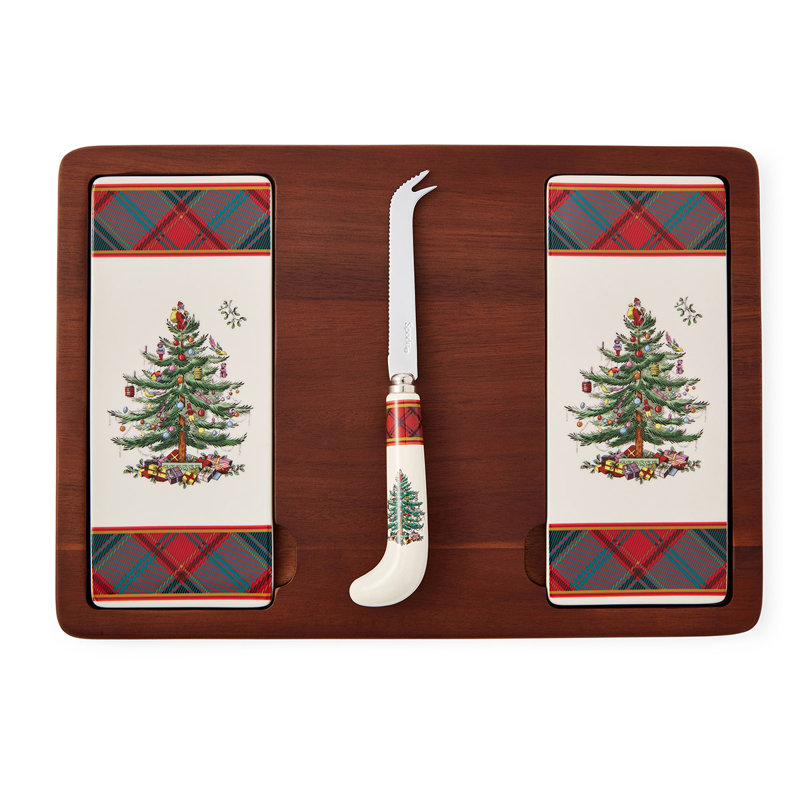 Planche à fromage en tartan avec couteau