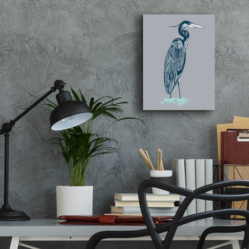«Blue Heron» par Rachel Caldwell, art mural en verre acrylique, H 16 po x l 12 po x P 0,13 po