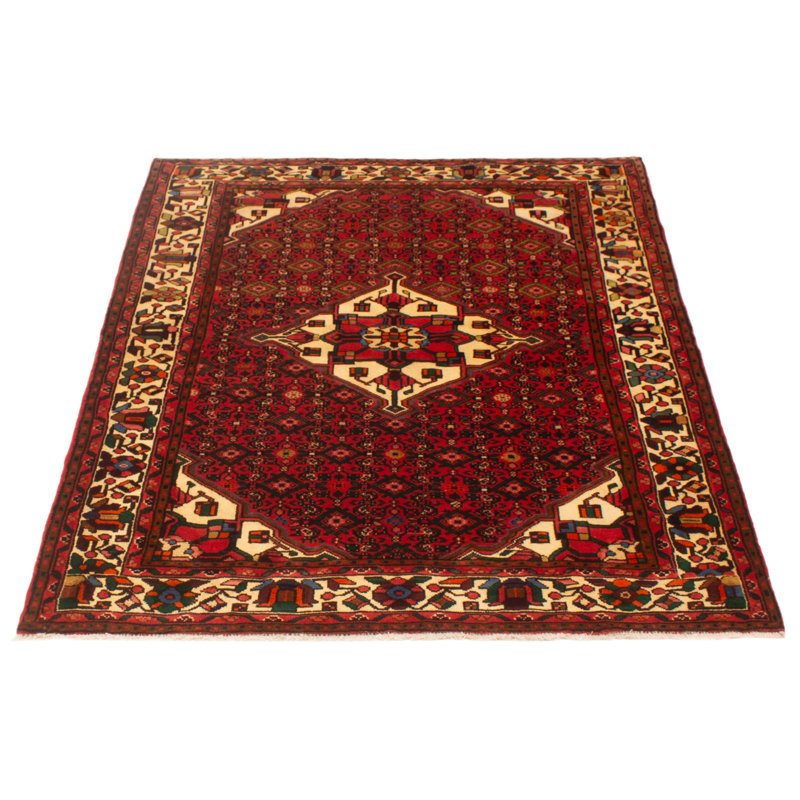 Tapis rouge unique en laine de style années 1990 5 pi x 6 pi 6 po Hassin