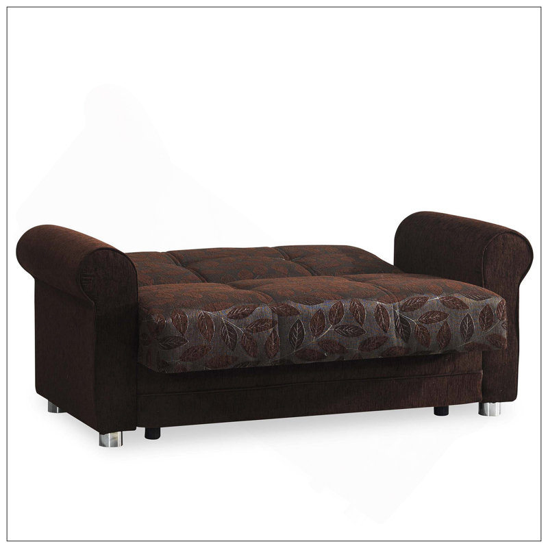 Causeuse convertible rembourrée avec rangement, Marron foncé