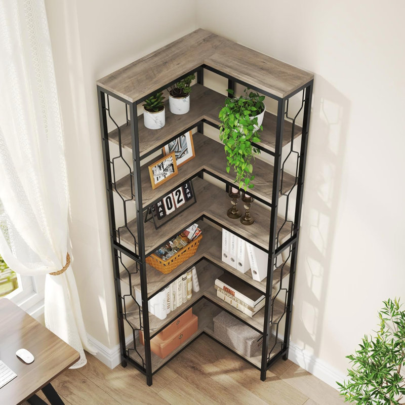 Étagère à livres 7 niveaux 78,74 po, 78.74" H x 23.6" W x 23.6" D, Gris