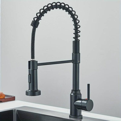 Robinet de cuisine moderne rétractable en acier inoxydable avec 2 modes de jet réglables, montage à un trou, conception économiseur d'eau