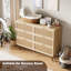 Commode 6 tiroirs en rotin pour chambre à coucher, grande commode double à tiroirs profonds, commode en bois pour garde-robe à large plateau-1750988154