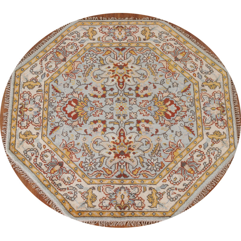 Tapis traditionnel octogonal bleu clair 6 x 6