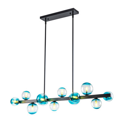 12 - Light Dimmable Bubble Glass Sputnik Modern Linear Chandelier