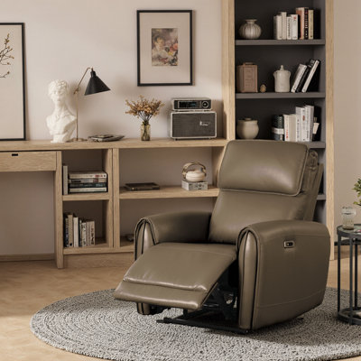 Contemporary Power Recliner with USB Charging & Plush Comfort | Adjustable Back & Footrest, Modern Design (35" W x 38.5" D)