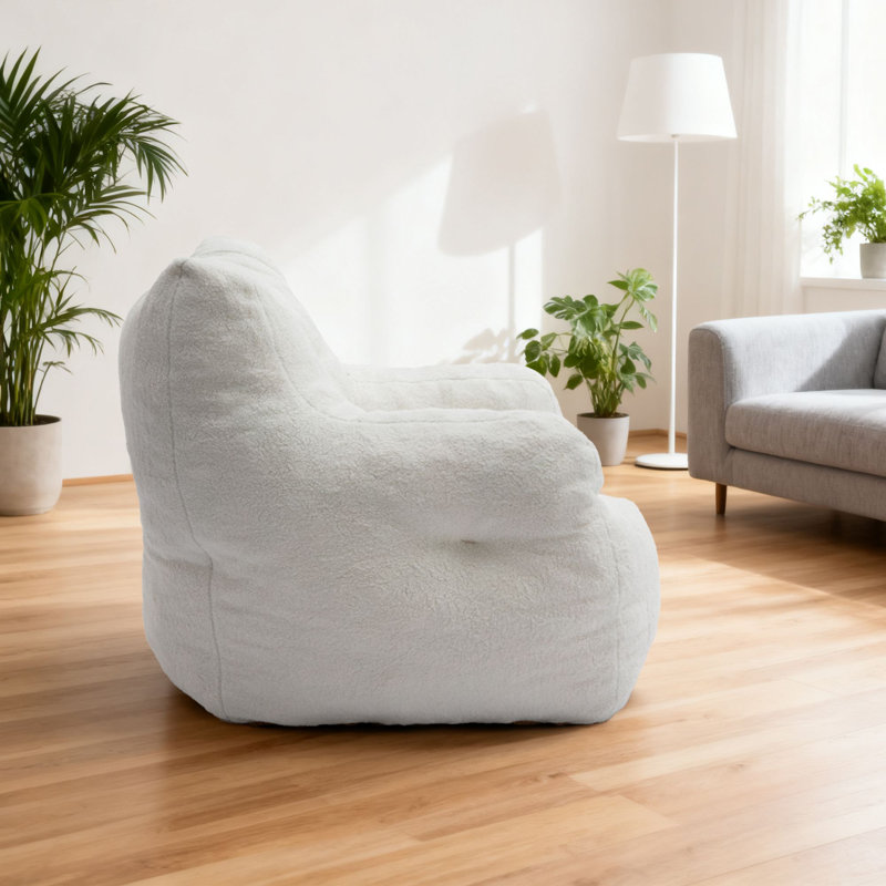 Fauteuil à billes Comfy, Ours en peluche ivoire