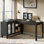 Bureau en L avec armoire de rangement, bureau d'ordinateur en coin de 59 pouces