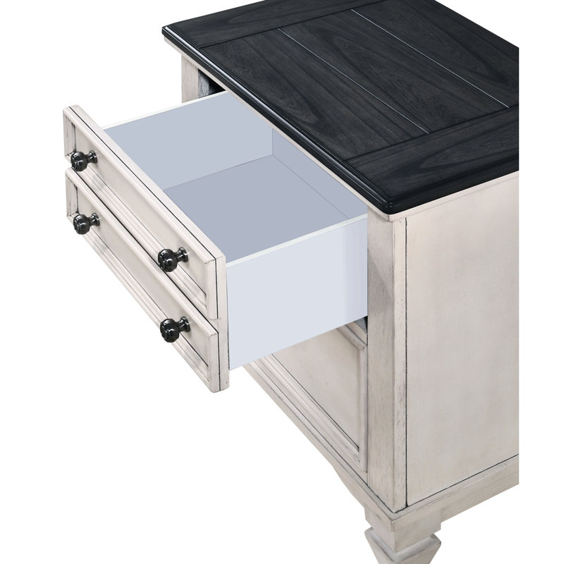 Two-Tone Bedroom Nightstand With Two Drawers And A Stylish Design Look: Drawers, Dependable