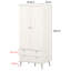 Augusta Curve, 2 door, 2 drawer Wardrobe, White Wax finish