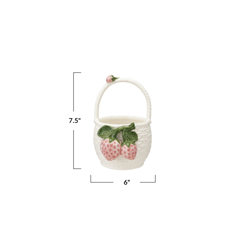 Stoneware Strawberry Basket Container