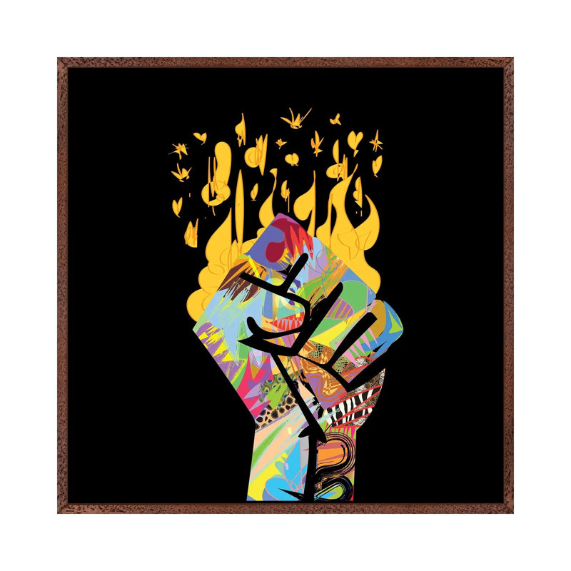 BLM by Technodrome1 - Print on Canvas, 93.98 cm H x 93.98 cm W, Classic Brown Wood Framed