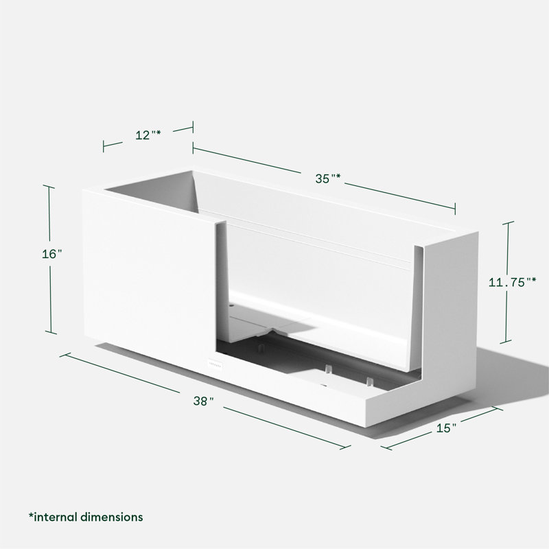 Block Series Long Box Planter, White, 16” H x 38” W x 15” D