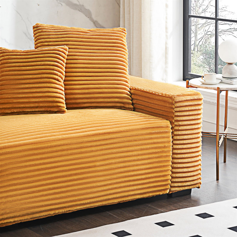 Upholstered Sofa With Throw Pillows, Orange
