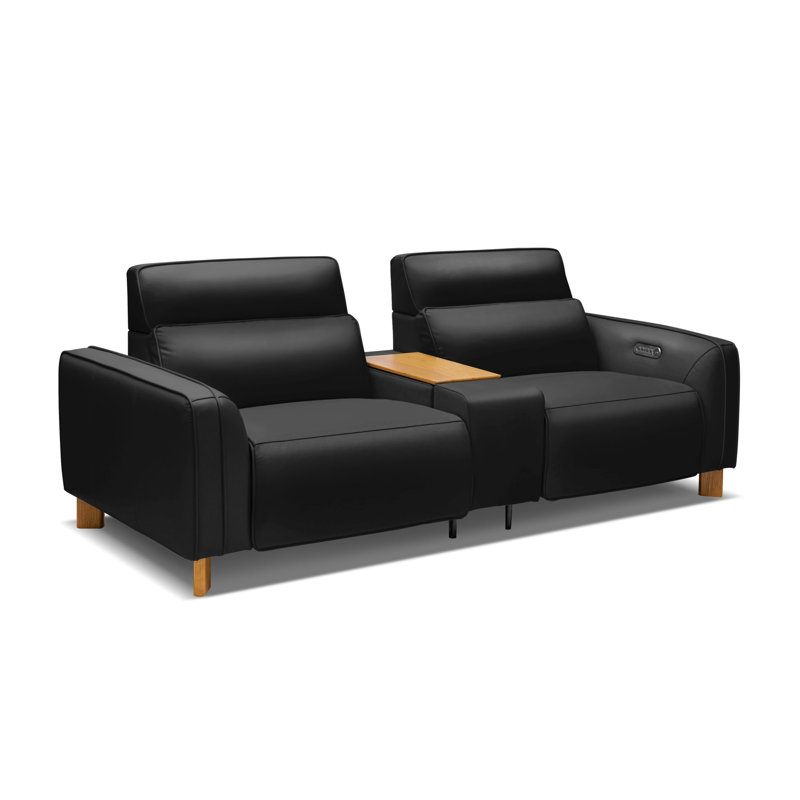 Causeuse en cuir Lesley, Noir