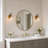 1-Light Black & Brass Wall Sconce with Seeded Glass Shade