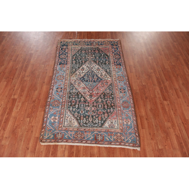 Antique Blue Geometric Traditional Rug 4x7